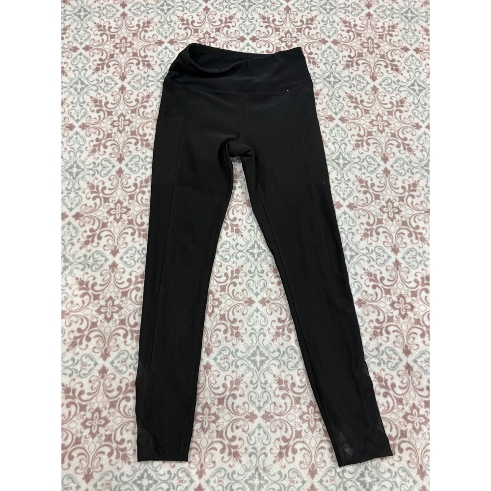 Mondetta Tech Black Mesh Panel High Waist Athletic Leggings with Pockets XS